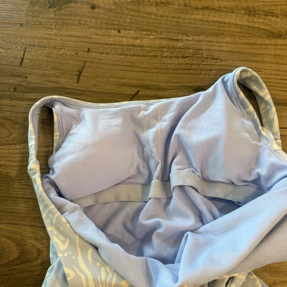 Athleta Girl Vitamin Sea One Piece Swimsuit Blue Zebra Print XL 14